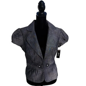 NWT Byer Caifornia Short Sleeve Hook&Eye Closure Grey Medium Fully Lined Blazer